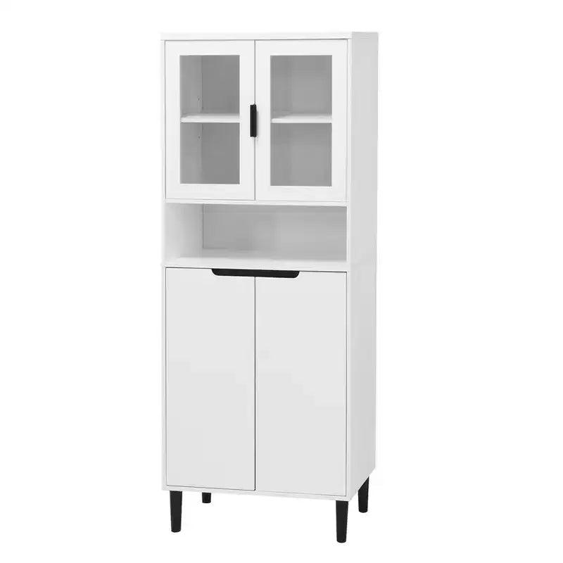Meuble de cuisine autoportant de 160 cm avec portes vitrées, buffet de rangement pour cuisine, salon et salle de bain