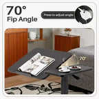 TUYOHW Table de lit réglable en hauteur et table d'ordinateur portable roulante avec plateau inclinable, table de chevet mobile roulante pour ordinateur portable, lit, canapé, bureau