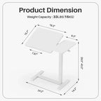 TUYOHW Table de lit réglable en hauteur et table d'ordinateur portable roulante avec plateau inclinable, table de chevet mobile roulante pour ordinateur portable, lit, canapé, bureau