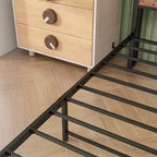 GDFStudio Yannis Modern Metal and Wooden Platform Bed Frame with Storage Headboard and Charging Station