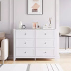 Commode à 6 tiroirs pour chambre à coucher, grande commode avec tiroirs profonds et poignées en métal, commodes modernes en bois pour entrée, couloir