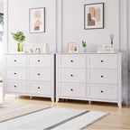 Commode à 6 tiroirs pour chambre à coucher, grande commode avec tiroirs profonds et poignées en métal, commodes modernes en bois pour entrée, couloir