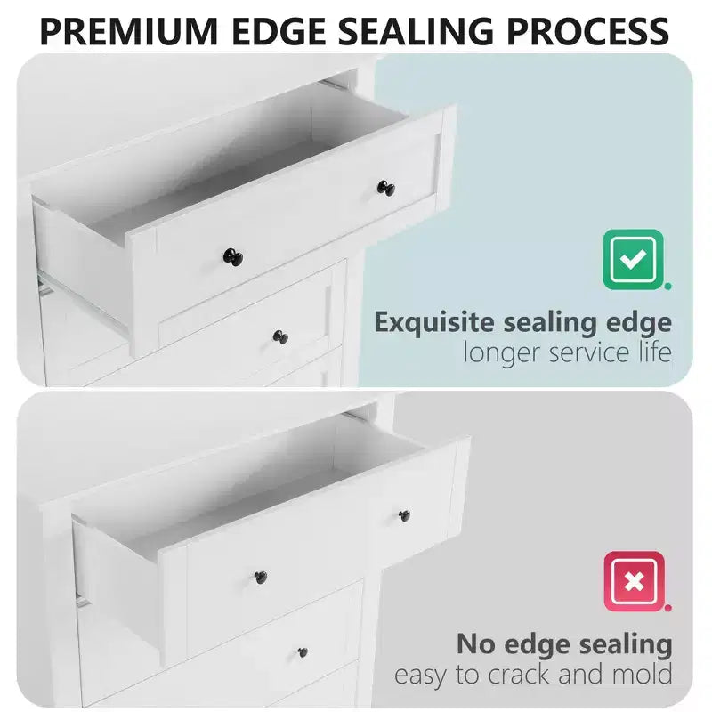 Commode à 6 tiroirs pour chambre à coucher, grande commode avec tiroirs profonds et poignées en métal, commodes modernes en bois pour entrée, couloir