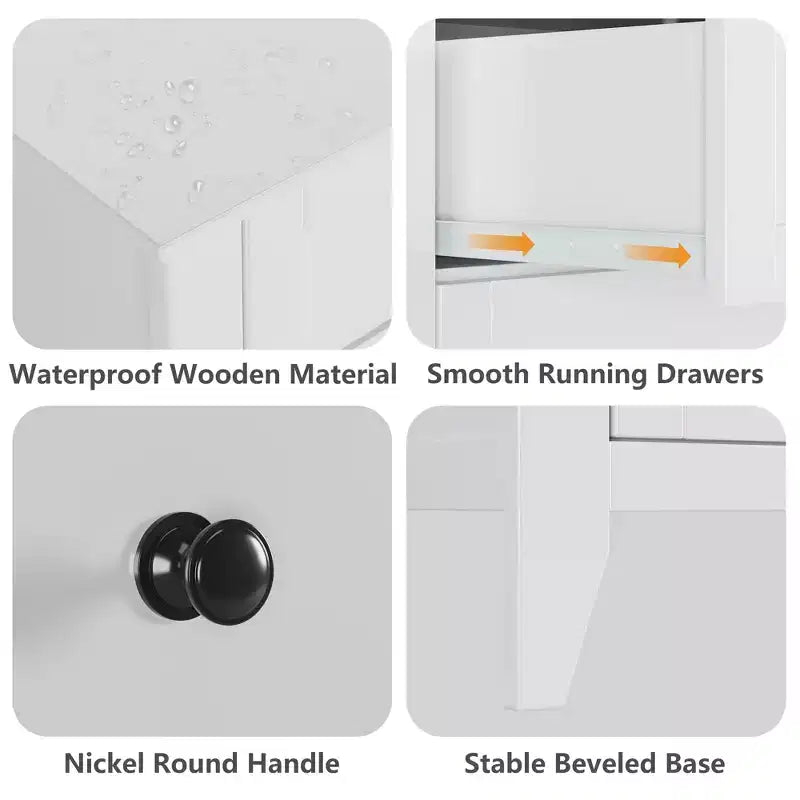 Commode à 6 tiroirs pour chambre à coucher, grande commode avec tiroirs profonds et poignées en métal, commodes modernes en bois pour entrée, couloir