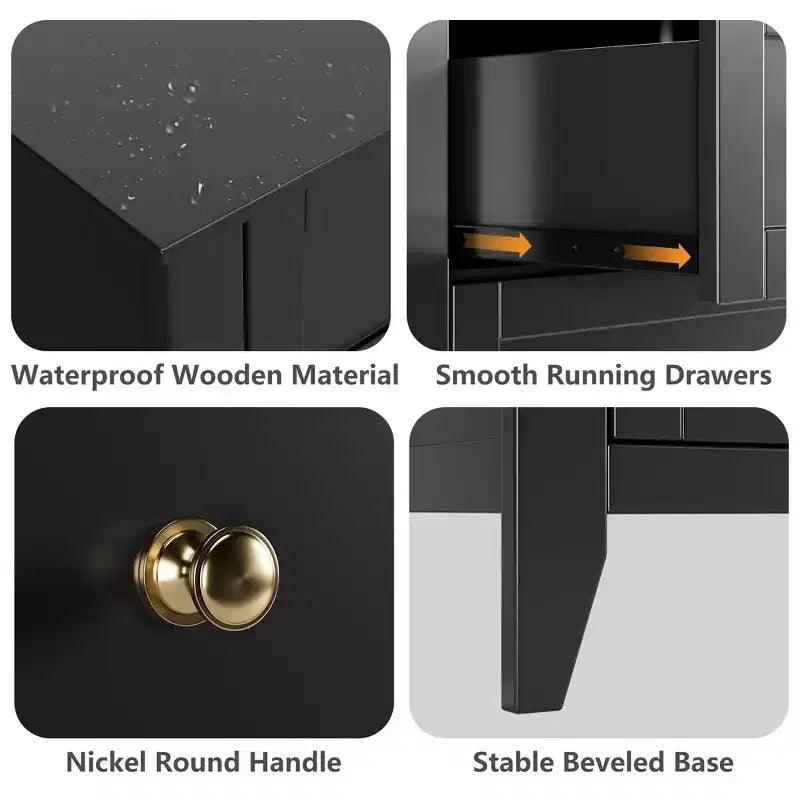 Commode à 6 tiroirs pour chambre à coucher, grande commode avec tiroirs profonds et poignées en métal, commodes modernes en bois pour entrée, couloir