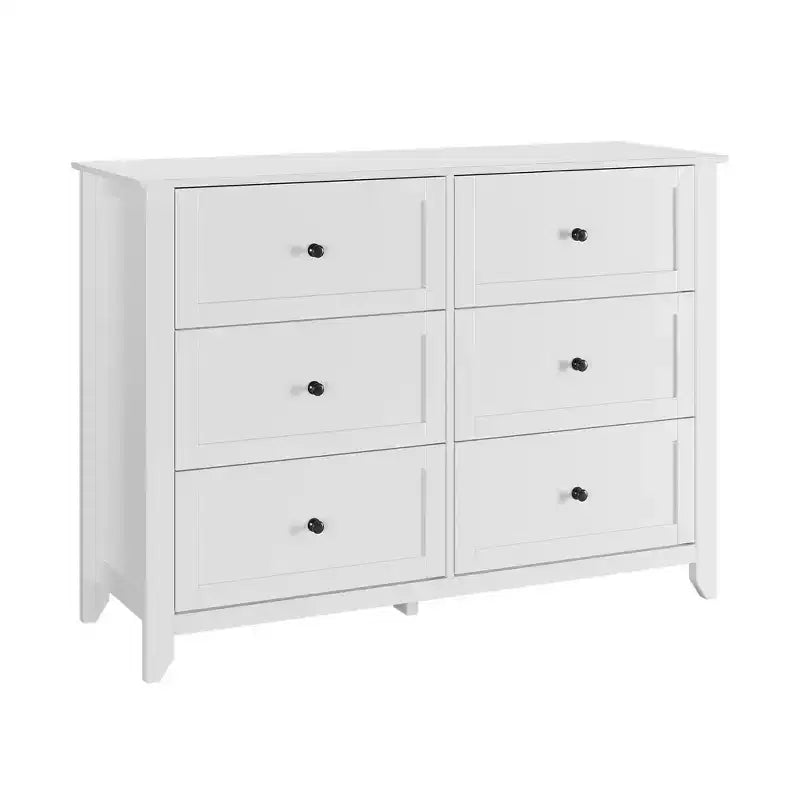 Commode à 6 tiroirs pour chambre à coucher, grande commode avec tiroirs profonds et poignées en métal, commodes modernes en bois pour entrée, couloir