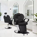 Fauteuil de barbier, Fauteuil de barbier inclinable robuste avec hauteur et appui-tête réglables, Fauteuil de coiffure pivotant à 360 degrés avec repose-pieds