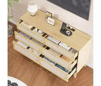 Commode à 6 tiroirs en rotin, avec ports USB et prises de courant, 6 tiroirs de rangement pour chambre à coucher, salon, couloir, chevet, salle à manger, couloir