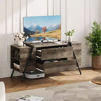 Meuble TV meuble de divertissement moderne avec étagère réglable, 2 tiroirs, console multimédia, pieds en métal en forme de U, pour salon, chambre, bureau
