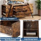 Meuble TV meuble de divertissement moderne avec étagère réglable, 2 tiroirs, console multimédia, pieds en métal en forme de U, pour salon, chambre, bureau