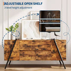 TV StandModern Entertainment Center with Adjustable Shelf, 2 Drawers, Media Console, u-Shaped Metal Legs, for Living Room, Bedroom, Office Furniture