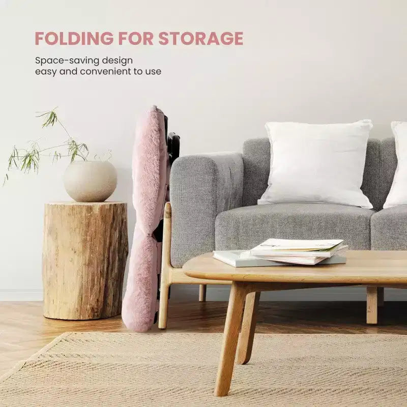 TUYOHW Fauteuil d'appoint en fausse fourrure grande taille, chaise longue pliante avec siège moelleux pour chambre et salon