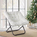 TUYOHW Fauteuil d'appoint en fausse fourrure grande taille, chaise longue pliante avec siège moelleux pour chambre et salon