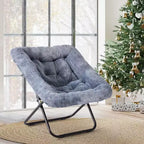 TUYOHW Fauteuil d'appoint en fausse fourrure grande taille, chaise longue pliante avec siège moelleux pour chambre et salon