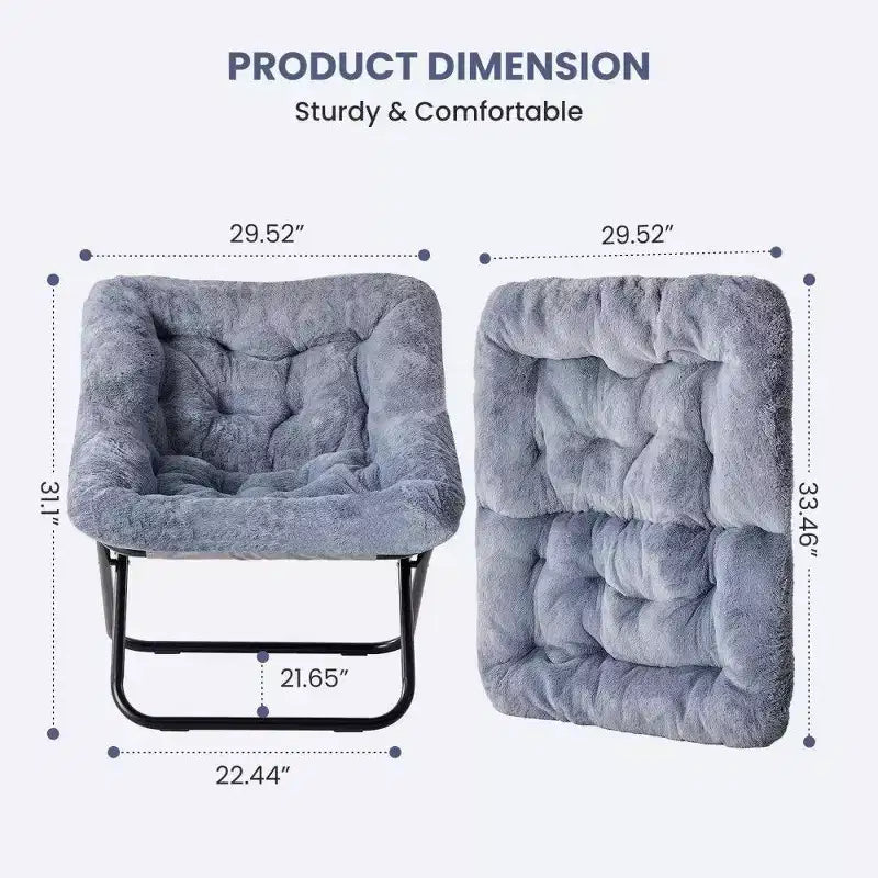 TUYOHW Fauteuil d'appoint en fausse fourrure grande taille, chaise longue pliante avec siège moelleux pour chambre et salon