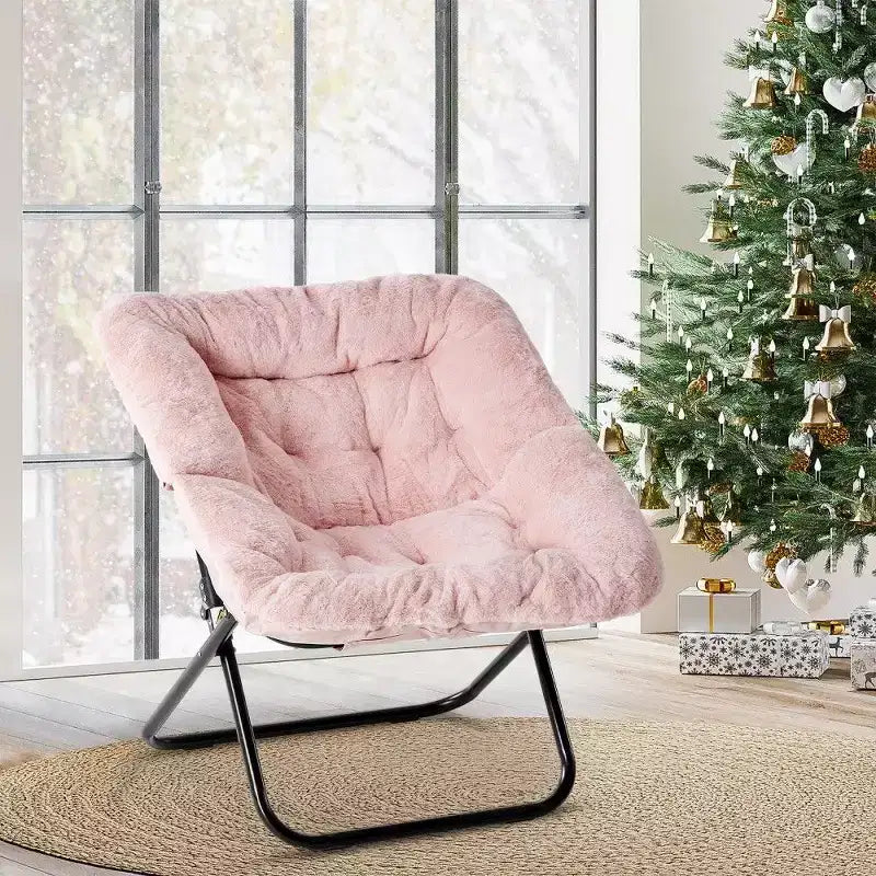 TUYOHW Fauteuil d'appoint en fausse fourrure grande taille, chaise longue pliante avec siège moelleux pour chambre et salon