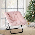 TUYOHW Fauteuil d'appoint en fausse fourrure grande taille, chaise longue pliante avec siège moelleux pour chambre et salon