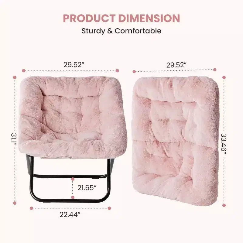 TUYOHW Fauteuil d'appoint en fausse fourrure grande taille, chaise longue pliante avec siège moelleux pour chambre et salon