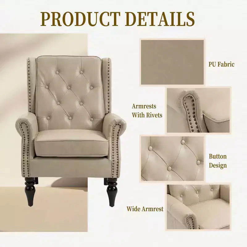 Fauteuil MAYEERTY en bois, pieds en bois robustes, salon chambre, PU noir