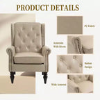 Fauteuil MAYEERTY en bois, pieds en bois robustes, salon chambre, PU noir