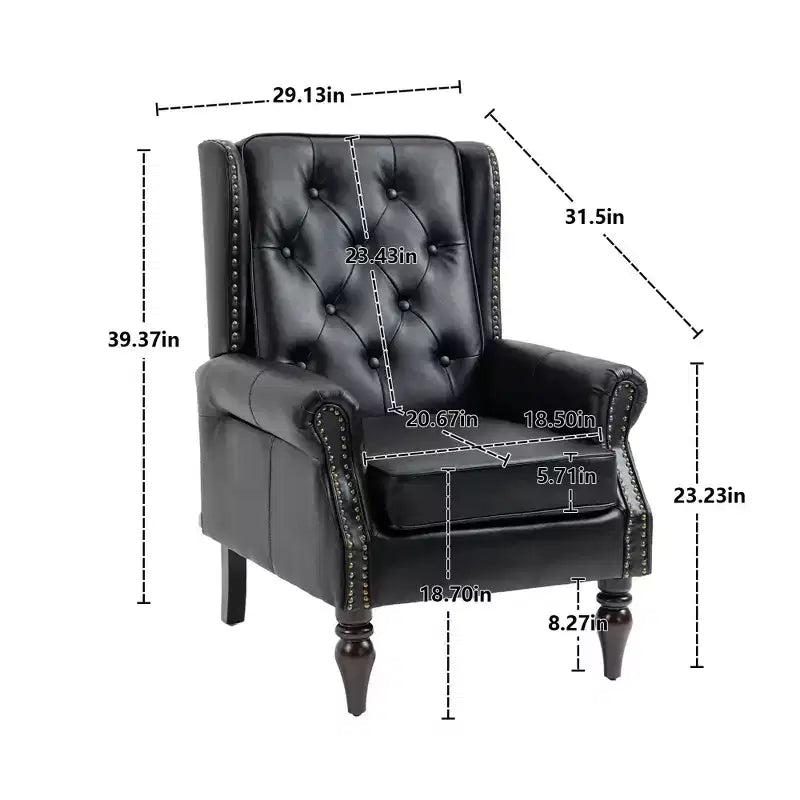 Fauteuil MAYEERTY en bois, pieds en bois robustes, salon chambre, PU noir