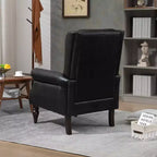 Fauteuil MAYEERTY en bois, pieds en bois robustes, salon chambre, PU noir