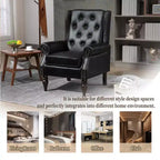 Fauteuil MAYEERTY en bois, pieds en bois robustes, salon chambre, PU noir