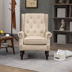 Fauteuil MAYEERTY en bois, pieds en bois robustes, salon chambre, PU noir