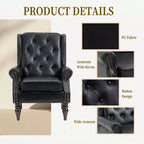 Fauteuil MAYEERTY en bois, pieds en bois robustes, salon chambre, PU noir