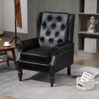 Fauteuil MAYEERTY en bois, pieds en bois robustes, salon chambre, PU noir