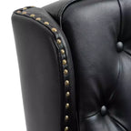 Fauteuil MAYEERTY en bois, pieds en bois robustes, salon chambre, PU noir