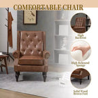 Fauteuil MAYEERTY en bois, pieds en bois robustes, salon chambre, PU noir