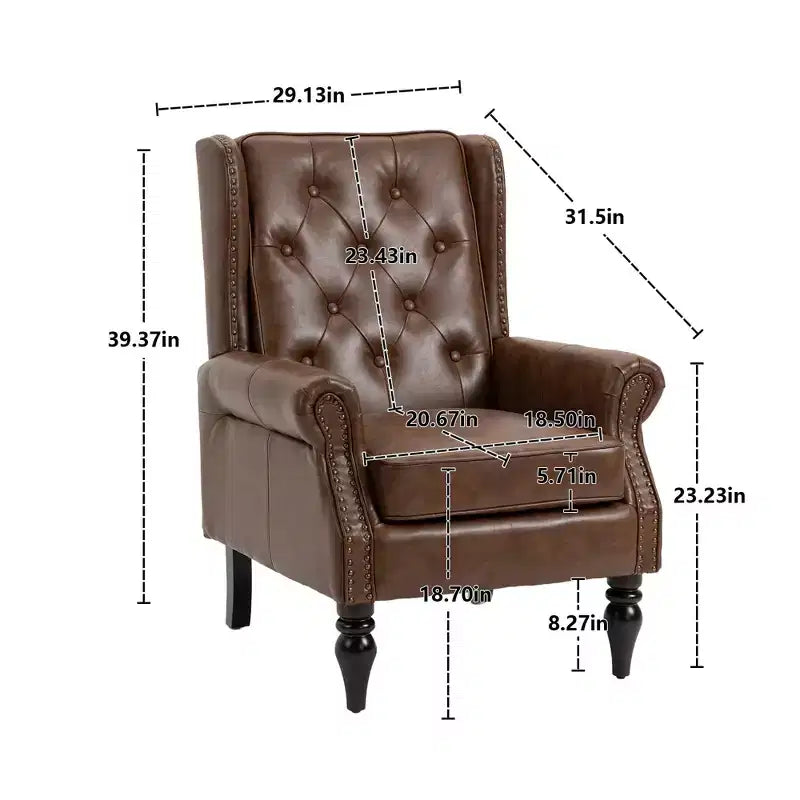 Fauteuil MAYEERTY en bois, pieds en bois robustes, salon chambre, PU noir