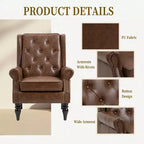 Fauteuil MAYEERTY en bois, pieds en bois robustes, salon chambre, PU noir