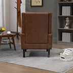 Fauteuil MAYEERTY en bois, pieds en bois robustes, salon chambre, PU noir