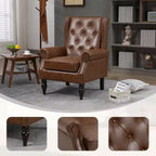 Fauteuil MAYEERTY en bois, pieds en bois robustes, salon chambre, PU noir