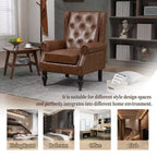 Fauteuil MAYEERTY en bois, pieds en bois robustes, salon chambre, PU noir