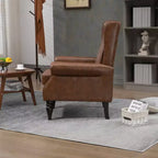 Fauteuil MAYEERTY en bois, pieds en bois robustes, salon chambre, PU noir