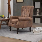 Fauteuil MAYEERTY en bois, pieds en bois robustes, salon chambre, PU noir