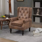 Fauteuil MAYEERTY en bois, pieds en bois robustes, salon chambre, PU noir
