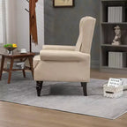 Fauteuil MAYEERTY en bois, pieds en bois robustes, salon chambre, PU noir