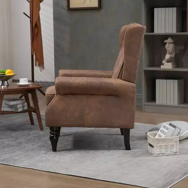 Fauteuil MAYEERTY en bois, pieds en bois robustes, salon chambre, PU noir
