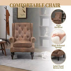 Fauteuil MAYEERTY en bois, pieds en bois robustes, salon chambre, PU noir