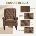 Fauteuil MAYEERTY en bois, pieds en bois robustes, salon chambre, PU noir