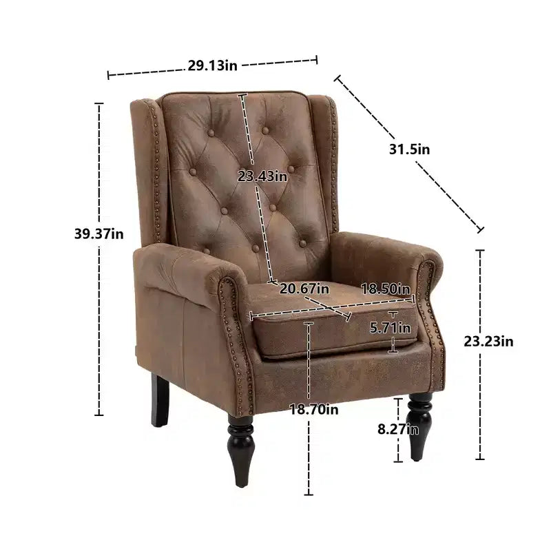 Fauteuil MAYEERTY en bois, pieds en bois robustes, salon chambre, PU noir