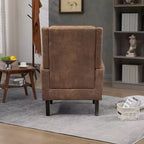 Fauteuil MAYEERTY en bois, pieds en bois robustes, salon chambre, PU noir