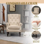 Fauteuil MAYEERTY en bois, pieds en bois robustes, salon chambre, PU noir
