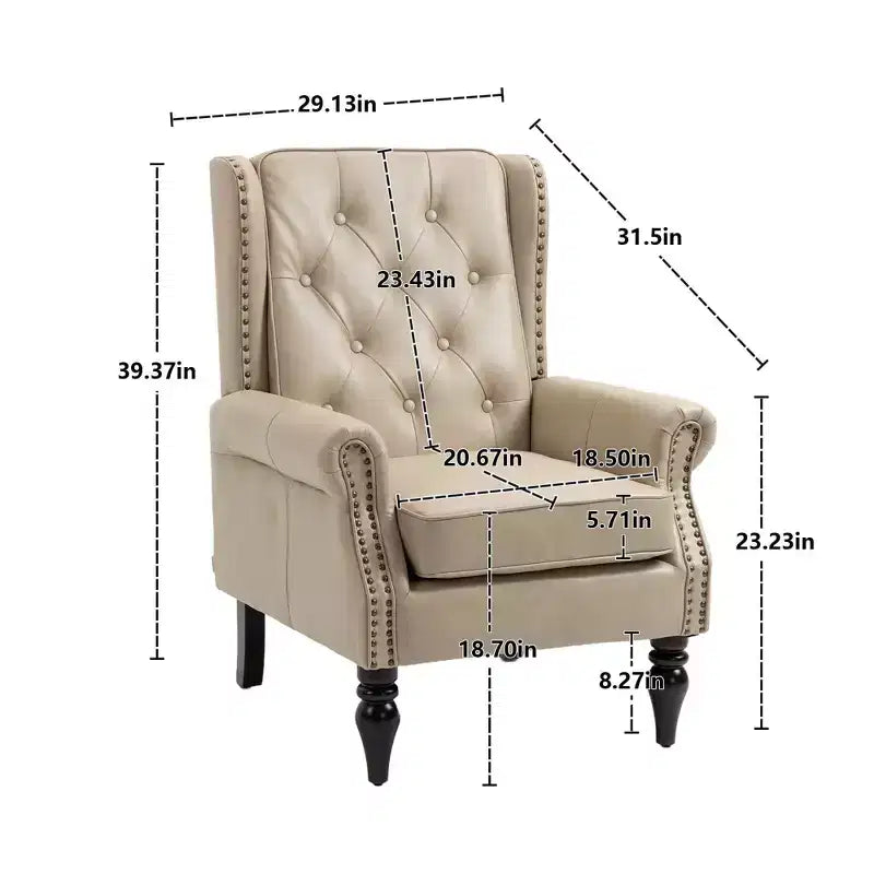 Fauteuil MAYEERTY en bois, pieds en bois robustes, salon chambre, PU noir
