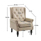 Fauteuil MAYEERTY en bois, pieds en bois robustes, salon chambre, PU noir
