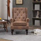 Fauteuil MAYEERTY en bois, pieds en bois robustes, salon chambre, PU noir